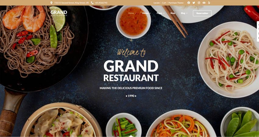 Grand- Restaurant WordPress Theme