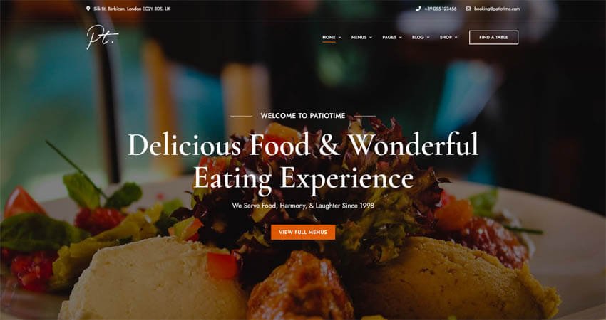 Patio Time-Restaurant WordPress Theme