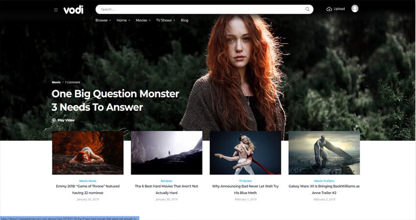 Vodi-Video Manager WordPress Theme for Movies and TV Shows 
