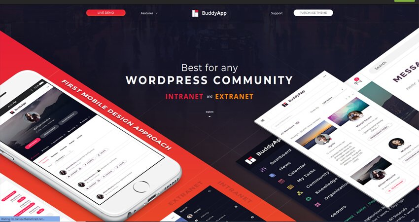 Buddy App-Mobile First Community WordPress Theme
