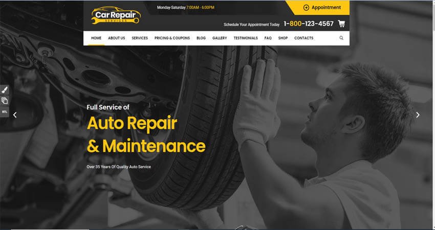  Car Repair Service & Auto Mechanic WordPress Theme+RTL
