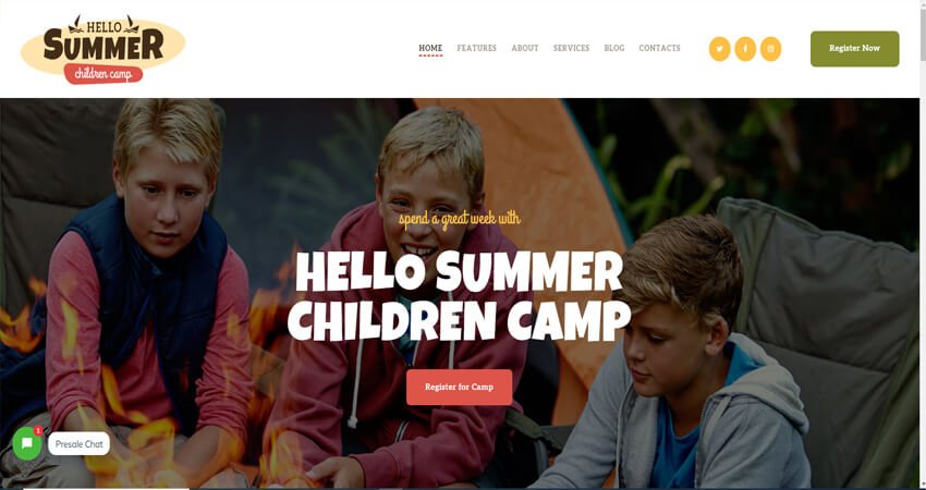 Hello Summer- A Children's Holiday Camp WordPress Theme
