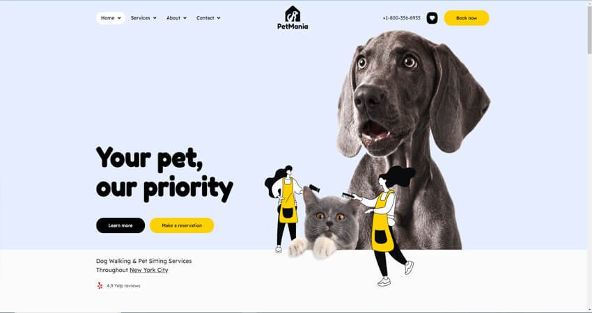 Pet Mania - Pet Shop & Care Elementor Pro WordPress Theme
