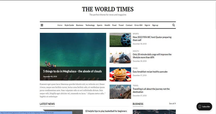 World Times-Newspaper & Magazine Style Ghost Blog Theme
