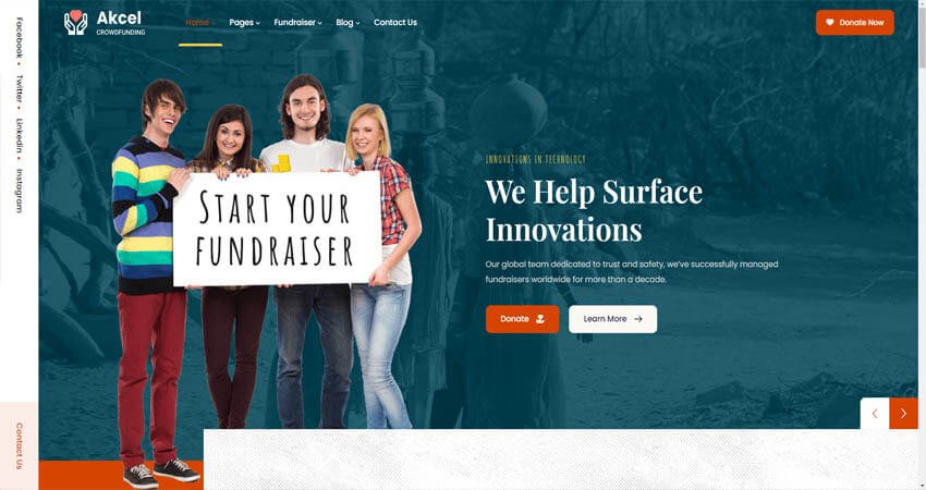 Akcel - Crowdfunding Charity WordPress Theme