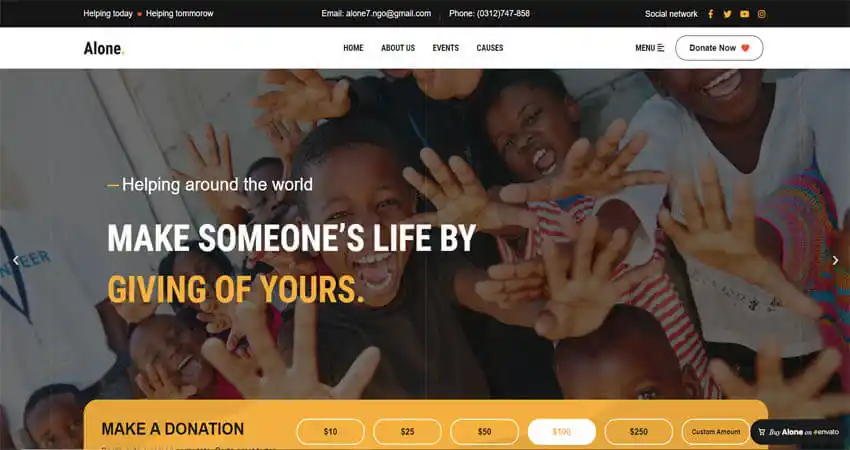 Alone- Charity Multipurpose Non-Profit WordPress Theme