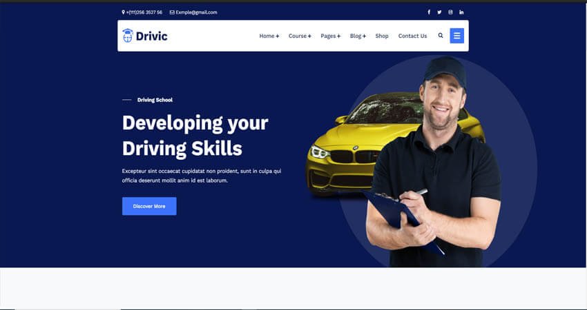 Drivic - Online Driving School WordPress Theme
