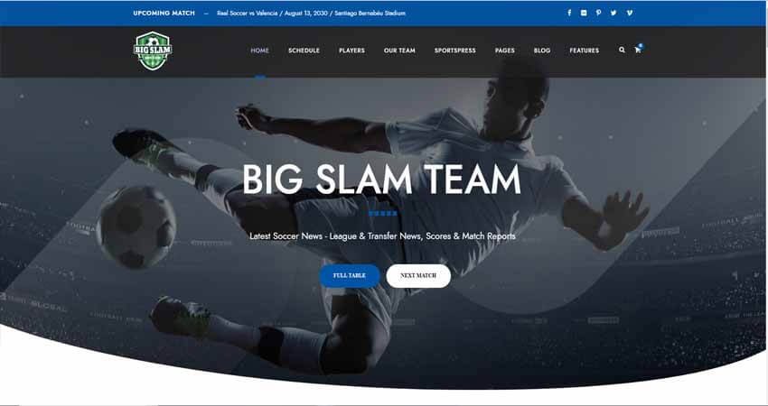 Big Slam Sports Clubs-Soccer WordPress