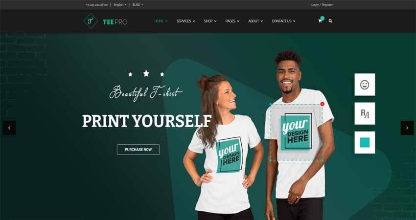 TEEPRO-WooCommerce Custom T-Shirt Designer WordPress Theme