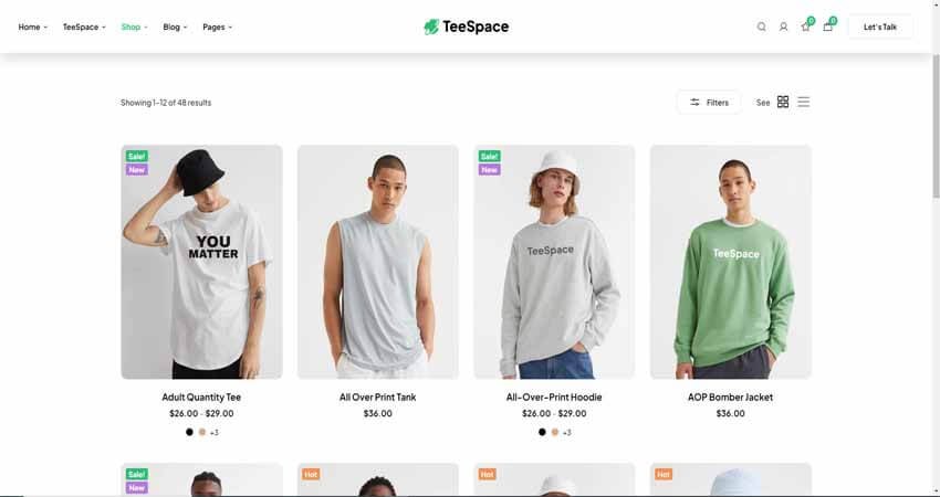 TeeSpace - Print Custom T-shirt Design WordPress Theme