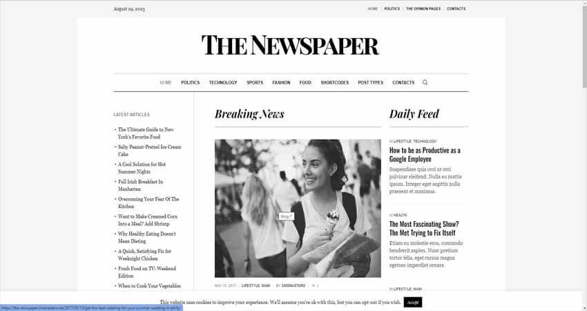 The Newspaper-Magazine Editorials WordPress Theme