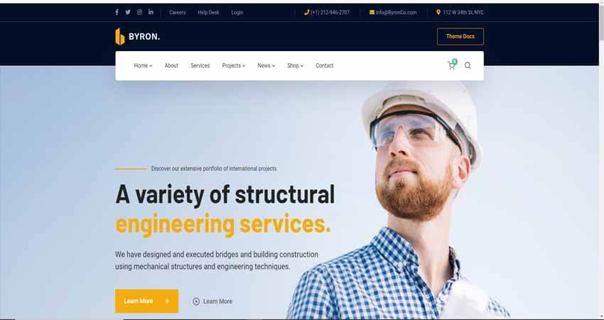 Byron Construction and Engineering WordPress Theme
