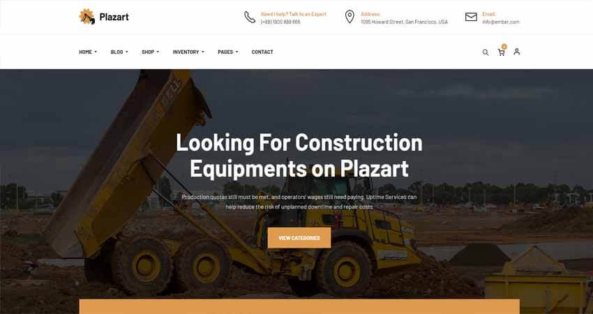 Plazart- Construction Equipment Rental WordPress Theme