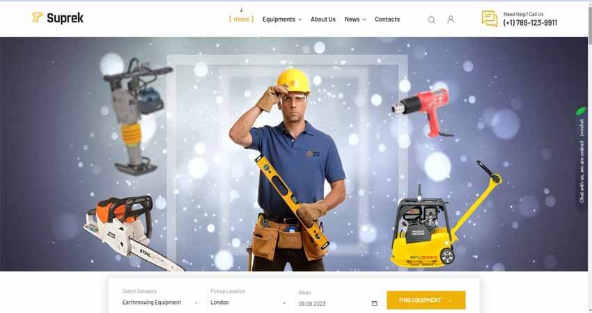 Suprek- Equipment Rental WordPress Theme