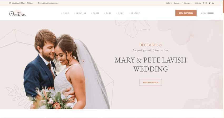 Ovation- Wedding & Event Photography WordPress Theme